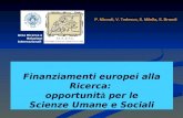 Finanziamenti europei alla Ricerca: opportunit à per le Scienze Umane e Sociali Area Ricerca e Relazioni Internazionali P. Miccoli, V. Tedesco, S. Milella,