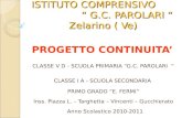 ISTITUTO COMPRENSIVO G.C. PAROLARI Zelarino ( Ve) PROGETTO CONTINUITA CLASSE V D - SCUOLA PRIMARIA G.C. PAROLARI CLASSE I A - SCUOLA SECONDARIA PRIMO GRADO.