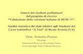 Sintesi dei risultati preliminari del progetto di ricerca Validazione della versione italiana di REM-71. Analisi statistica dei dati relativi agli Studenti.