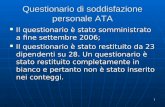 1 Questionario di soddisfazione personale ATA Il questionario è stato somministrato a fine settembre 2006; Il questionario è stato somministrato a fine.