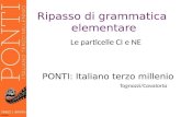 Ripasso di grammatica elementare Le particelle CI e NE PONTI: Italiano terzo millenio Tognozzi/Cavatorta.