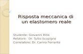 Risposta meccanica di un elastomero reale Studente: Giovanni Rillo Relatore: Dr. Tullio Scopigno Correlatore: Dr. Carino Ferrante.