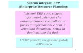 1 Sistemi integrati ERP ( Enterprise Resource Planning ) I sistemi ERP sono sistemi informativi aziendali che automatizzano e controllano il flusso di.