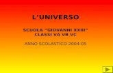 LUNIVERSO SCUOLA GIOVANNI XXIII CLASSI VA VB VC ANNO SCOLASTICO 2004-05.