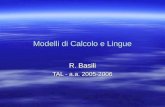 Modelli di Calcolo e Lingue R. Basili TAL - a.a. 2005-2006.