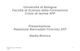 Nadia Bonora Dicembre 08 1 Università di Bologna Facoltà di Scienze della Formazione Corso di laurea SFP Presentazione Relazione Bancadati-Tirocinio SFP.
