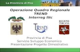 Operazione Quadro Regionale TREND Interreg IIIc Servizio Sviluppo Economico – Provincia di Pisa Gianfrancesco Sangiovanni Provincia di Pisa Servizio Sviluppo.