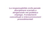 La responsabilità civile penale disciplinare erariale e dirigenziale nel pubblico impiego. Fondamenti concettuali e interconnessioni procedimentali.