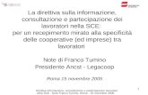 Direttiva informazione, consultazione e partecipazione lavoratori nella SCE - Note Franco Tumino, Roma - 15 novembre 2005 1 La direttiva sulla informazione,