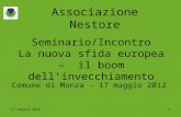117 maggio 2012 Associazione Nestore Seminario/Incontro La nuova sfida europea – il boom dellinvecchiamento Comune di Monza - 17 maggio 2012.