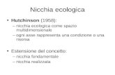 Nicchia ecologica Hutchinson (1958): –nicchia ecologica come spazio multidimensionale –ogni asse rappresenta una condizione o una risorsa Estensione del.