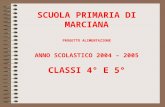 SCUOLA PRIMARIA DI MARCIANA PROGETTO ALIMENTAZIONE ANNO SCOLASTICO 2004 – 2005 CLASSI 4° E 5°