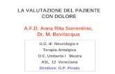 A.F.D. Anna Rita Sorrentino, Dr. M. Bevilacqua LA VALUTAZIONE DEL PAZIENTE CON DOLORE U.O. di Neurologia e Terapia Antalgica O.C. Umberto I Mestre ASL.