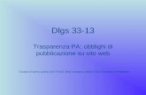 Dlgs 33-13 Trasparenza PA: obblighi di pubblicazione su sito web Gruppo di lavoro giunta ASA FOCE: Dea Campana, Mauro Tosi, Francesco Postiglione.