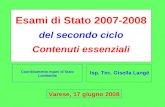 Isp. Tec. Gisella Langé Esami di Stato 2007-2008 del secondo ciclo Contenuti essenziali Coordinamento esami di Stato Lombardia Varese, 17 giugno 2008.
