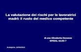 La valutazione dei rischi per le lavoratrici madri: il ruolo del medico competente dr.ssa Elisabetta Davanzo SPISAL ULSS 7 Susegana, 19/06/2010.