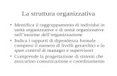 La struttura organizzativa Identifica il raggruppamento di individui in unità organizzative e di unità organizzative nellinsieme dellorganizzazione Indica.
