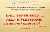 Seminario Regionale progetto GOLD PensareFareDocumentare DALLESPERIENZA … ALLA RIFLESSIONE: strumenti operativi Liliana Minutoli.