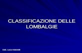CLASSIFICAZIONE DELLE LOMBALGIE Dott. Luca Antonelli.