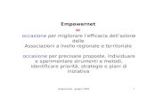 empowernet - giugno 20041 Empowernet = occasione per migliorare lefficacia dellazione delle Associazioni a livello regionale e territoriale occasione.