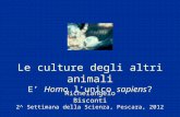 Le culture degli altri animali E Homo lunico sapiens ? Michelangelo Bisconti 2^ Settimana della Scienza, Pescara, 2012.