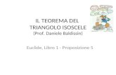 IL TEOREMA DEL TRIANGOLO ISOSCELE (Prof. Daniele Baldissin) Euclide, Libro 1 - Proposizione 5.