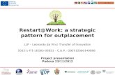 Restart@Work: a strategic pattern for outplacement LLP – Leonardo da Vinci Transfer of Innovation 2012-1-IT1-LEO05-02621 – C.U.P.: G92F12000140006 Project.