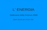 L ENERGIA Settimana della Scienza 2008 Classi Quinte del Circolo 105°