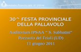 30^ FESTA PROVINCIALE DELLA PALLAVOLO Auditorium IPSAA “ S. Sabbatini” Pozzuolo del Friuli (UD) 11 giugno 2011 Comitato Provinciale di Udine.