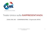 UIL Servizio Politiche Industria e Contrattazione 1 Testo Unico sulla RAPPRESENTANZA (CGIL CISL UIL â€“ CONFINDUSTRIA 10 gennaio 2014 )
