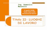 Titolo II– LUOGHI DI LAVORO D.Lgs.81/2008: “unico testo sulla sicurezza sul lavoro” ing. Domenico Mannelli.