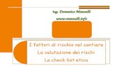 I fattori di rischio nel cantiere La valutazione dei rischi La check list eticaing. Domenico Mannelli .