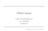 Ugo de'Liguoro - Informatica 2 a.a. 03/04 Lez. 6 Alberi binari Corso di Informatica 2 a.a. 2003/04 Lezione 6.
