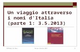 Raffaele De RosaUnitre Soletta 20131 Un viaggio attraverso i nomi d’Italia (parte 1: 3.5.2013)