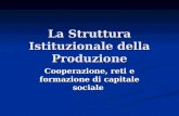 La Struttura Istituzionale della Produzione Cooperazione, reti e formazione di capitale sociale.