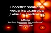 Concetti fondanti della Meccanica Quantistica (e alcune sue applicazioni) L. Martina Dipartimento di Matematica e Fisica “Ennio De Giorgi” Università del.