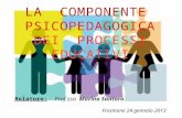 LA COMPONENTE PSICOPEDAGOGICA DEI PROCESSI EDUCATIVI Relatore: Prof.ssa Marina Santoro Frosinone 24 gennaio 2013.
