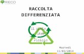 1 Martedì 11/03/2014. 2 PERCHE’ FARE LA RACCOLTA DIFFERENZIATA? Abituiamoci a fare una raccolta differenziata dei rifiuti per: - poter riutilizzare le.
