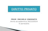 PROF. MICHELE ONORATO Anno accademico 2013/2014 II semestre DIRITTO PRIVATO.