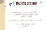 Misure di accompagnamento 2013-2014 Progetti di Formazione e Ricerca PROGETTO RETE Incontro con l’Esperta dott.ssa Pietropaolo Ponte (BN), 15 Aprile 2014.