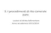 5. I procedimenti di rito camerale puro Lezioni di diritto fallimentare Anno accademico 2013/2014.