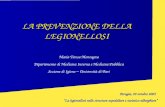LA PREVENZIONE DELLA LEGIONELLOSI Perugia, 29 ottobre 2005 “La legionellosi nelle strutture ospedaliere e turistico-alberghiere” Maria Teresa Montagna.