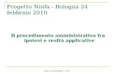 Pietro Di Benedetto - 2010 Il procedimento amministrativo fra ipotesi e realtà applicative Progetto Ninfa - Bologna 24 febbraio 2010.