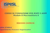 CORSO DI FORMAZIONE PER RSPP E ASPP Modulo B Macrosettore 8 RISCHIO CHIMICO SARA STABILE Dipartimento Processi Organizzativi.