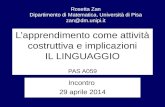 L’apprendimento come attività costruttiva e implicazioni IL LINGUAGGIO PAS A059 Incontro 29 aprile 2014 Rosetta Zan Dipartimento di Matematica, Università.