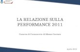 L A R ELAZIONE SULLA P ERFORMANCE 2011 Camera di Commercio di Massa Carrara Aprile 2012.