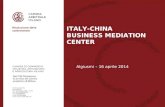 Algiusmi – 16 aprile 2014 ITALY-CHINA BUSINESS MEDIATION CENTER.