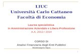 1 LIUC Università Carlo Cattaneo Facoltà di Economia Laurea specialistica in Amministrazione Aziendale e Libera Professione A.A. 2013 / 2014 CORSO DI Analisi.