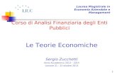 1 Corso di Analisi Finanziaria degli Enti Pubblici Le Teorie Economiche Sergio Zucchetti Anno Accademico 2013 – 2014 Lezione 21 - 22 ottobre 2013 Laurea.