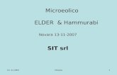13 -11-2007Novara1 Microeolico ELDER & Hammurabi Novara 13-11-2007 SIT srl.